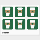I Love Coffee Disposable Coffee Cup Vierkante Sticker (Vel)