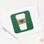 I Love Coffee Disposable Coffee Cup Vierkante Sticker (Envelop)