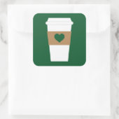 I Love Coffee Disposable Coffee Cup Vierkante Sticker (Tas)