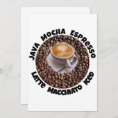 I Love Coffee Java, Latte, Cappucino Greeting Note Feestdagenkaart (Voorkant / Achterkant)