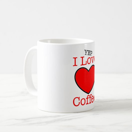 I Love Coffee Mok Heart Design Red Black (Voorkant links)