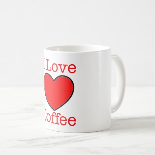I Love Coffee Mok Heart Design Red Black (Voorkant rechts)