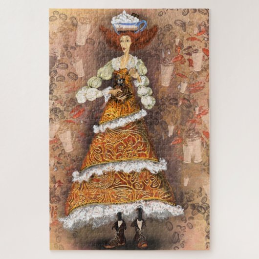 I Love Coffee Puzzle with Lady Grinds Coffee Legpuzzel (Verticaal)