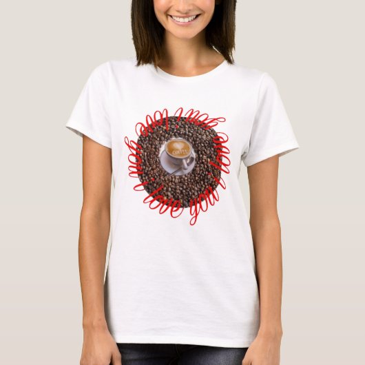 I Love Coffee red brown T-shirt (Voorkant)