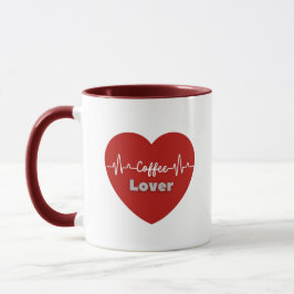 I Love Coffee Red Heartbeat Mok - Uniek cadeau