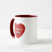 I Love Coffee Red Heartbeat Mok - Uniek cadeau (Voorkant links)