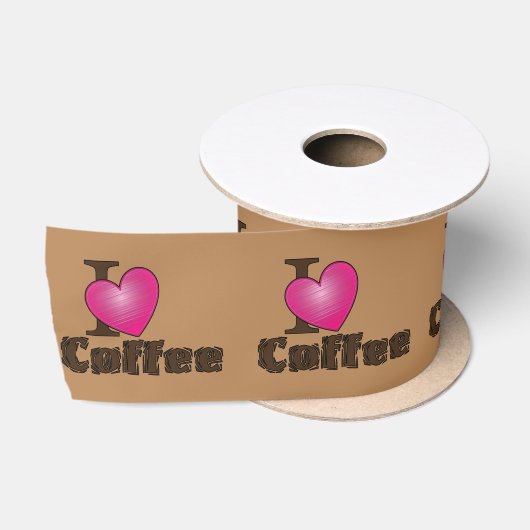 "I Love Coffee" Satijnen Lint (Spoel)