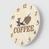 I Love Coffee Wall Clock Grote Klok (Hoek)