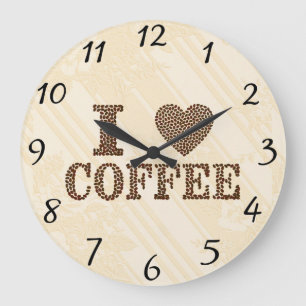 I Love Coffee Wall Clock Grote Klok