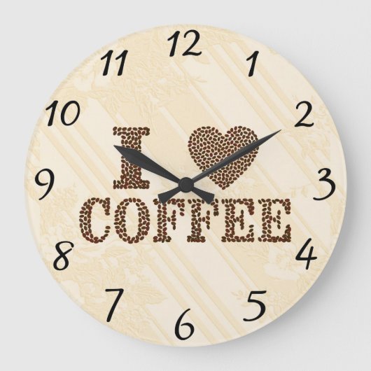 I Love Coffee Wall Clock Grote Klok (Voorkant)