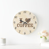 I Love Coffee Wall Clock Grote Klok (Huis)