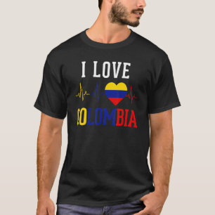 I Love Colombia Flag Camiseta Heartbeat Pride Mann T-shirt