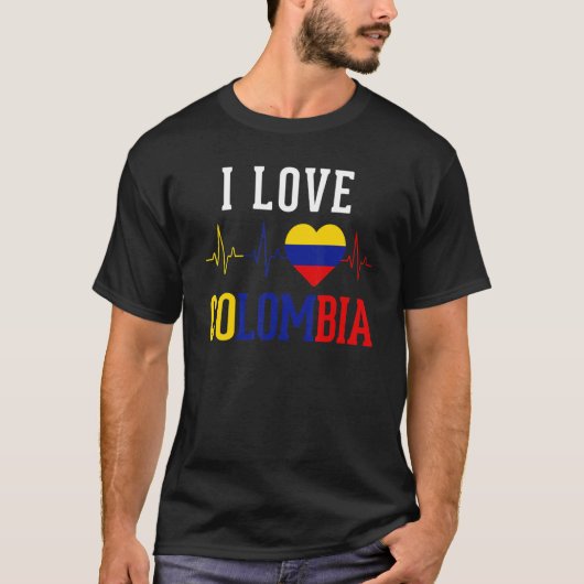 I Love Colombia Flag Camiseta Heartbeat Pride Mann T-shirt (Voorkant)