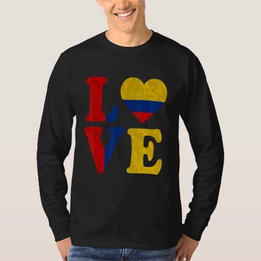  I Love Colombia Flag Heart Colombian Roots T-shirt (Voorkant)