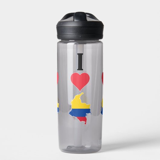 I Love Colombia Heart Colombian National Flag Map Waterfles (Voorkant)