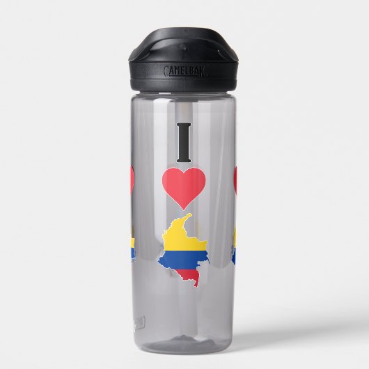 I Love Colombia Heart Colombian National Flag Map Waterfles (Achterkant)