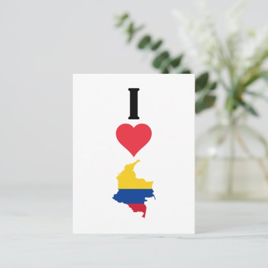I Love Colombia Vertical I Heart Country Flag Map Briefkaart (Staand voorkant)