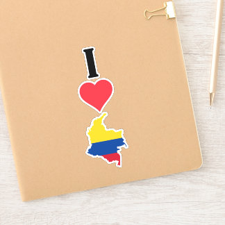 I Love Colombia Vertical I Heart Country Flag Map Sticker