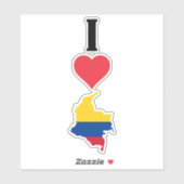 I Love Colombia Vertical I Heart Country Flag Map Sticker (Vel)