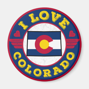 I Love Colorado State Map and Flag Magneet