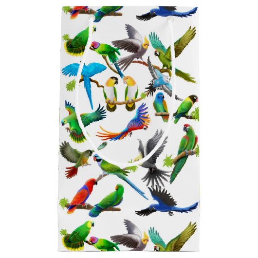 I Love Colorful Parrots Gift Bag Klein Cadeauzakje (Voorkant)