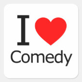 I Love Comedy Vierkante Sticker (Voorkant)