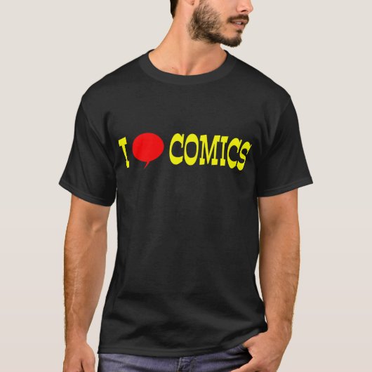 "I Love Comics" Donkere Shirt (Voorkant)