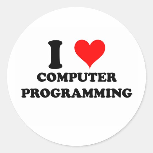 I Love Computer Programming Ronde Sticker (Voorkant)