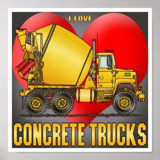 I Love Concrete Trucks Poster Print (Voorkant)