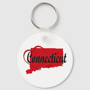 I Love Connecticut Hearts Map Sleutelhanger