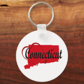 I Love Connecticut Hearts Map Sleutelhanger (Voorkant)