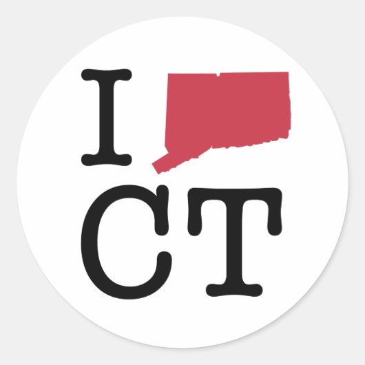 I Love Connecticut Ronde Sticker (Voorkant)