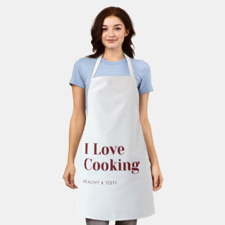 I Love Cooking Apron Healthy & Tasty Kitchen Wear Schort