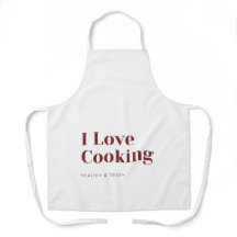 I Love Cooking Apron Healthy & Tasty Kitchen Wear