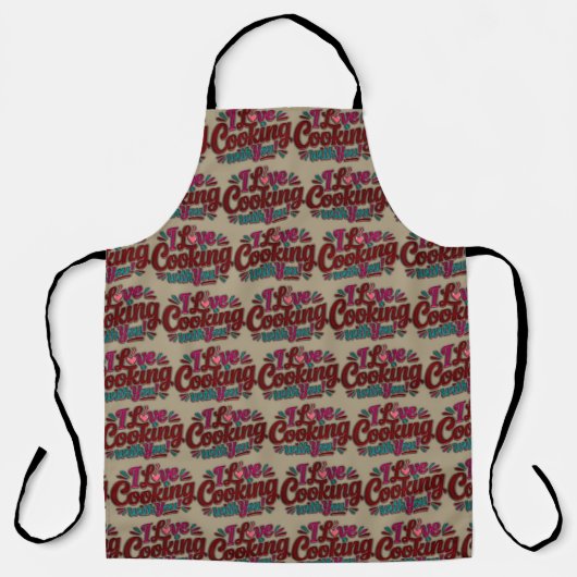 I love cooking with you printed apron schort (Voorkant)
