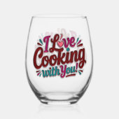 I love cooking with you printed apron wijnglas zonder voet (Voorkant)