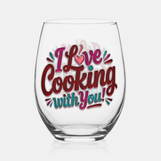 I love cooking with you printed apron wijnglas zonder voet (Achterkant)