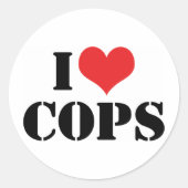 I Love Cops Ronde Sticker (Voorkant)