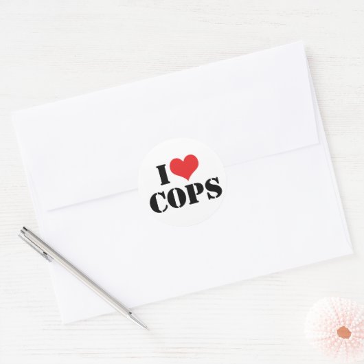 I Love Cops Ronde Sticker (Envelop)