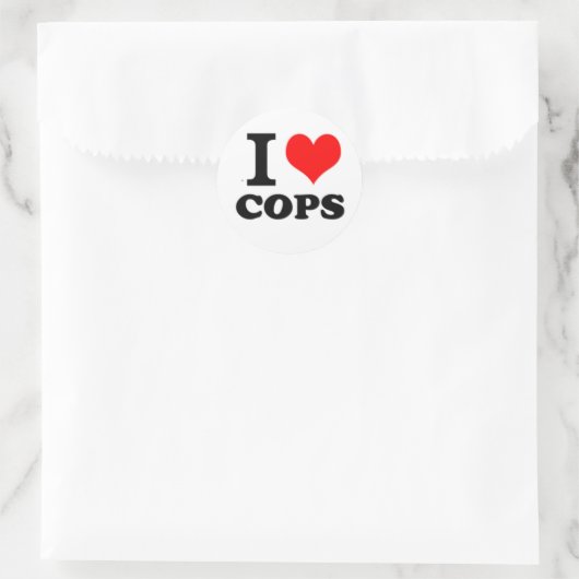I Love Cops Ronde Sticker (Tas)