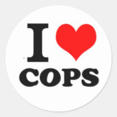 I Love Cops Ronde Sticker (Voorkant)