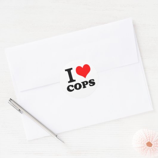 I Love Cops Ronde Sticker (Envelop)