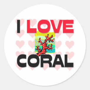I Love Coral Ronde Sticker