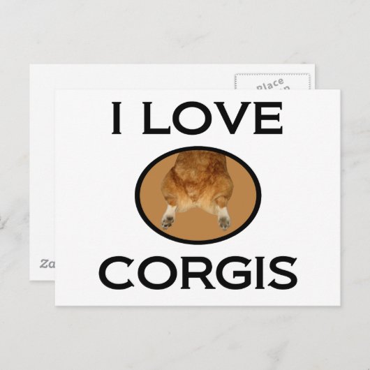 I Love Corgis Corgi Butt Briefkaart (Voorkant / Achterkant)