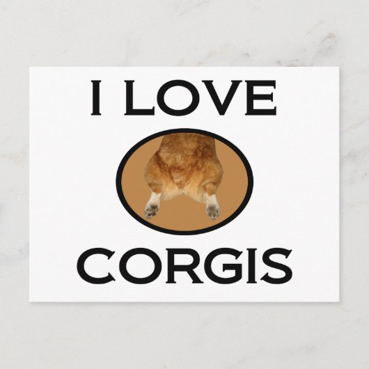 I Love Corgis Corgi Butt Briefkaart (Voorkant)