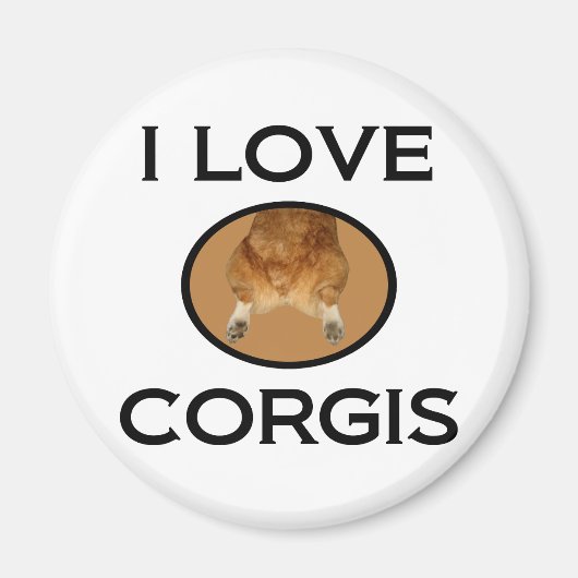 I Love Corgis Corgi Butt Magneet (Voorkant)
