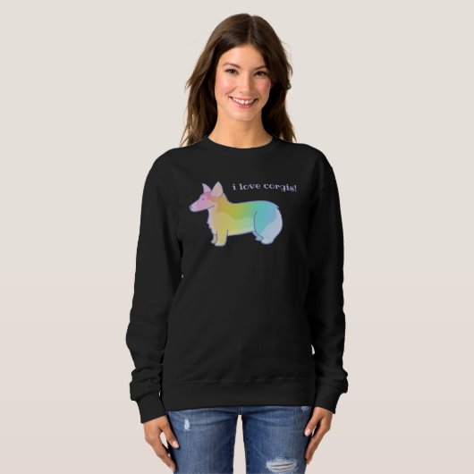 "I Love Corgis" Rainbow Corgi Sweatshirt (Voorkant volledig)