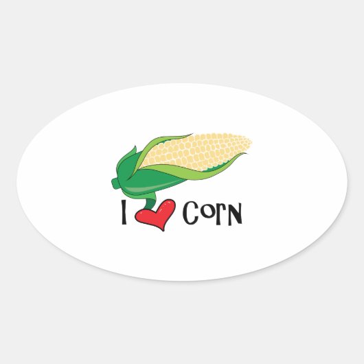 I Love Corn Ovale Sticker (Voorkant)