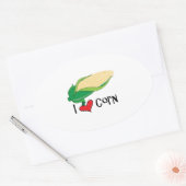 I Love Corn Ovale Sticker (Envelop)