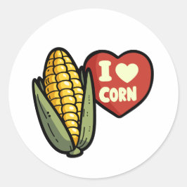 I Love Corn Ronde Sticker